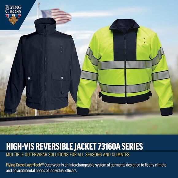 Flying Cross Layertech Hi Vis Jacket Reversible Safety Reflective, Navy Blue XXL - Picture 5 of 5
